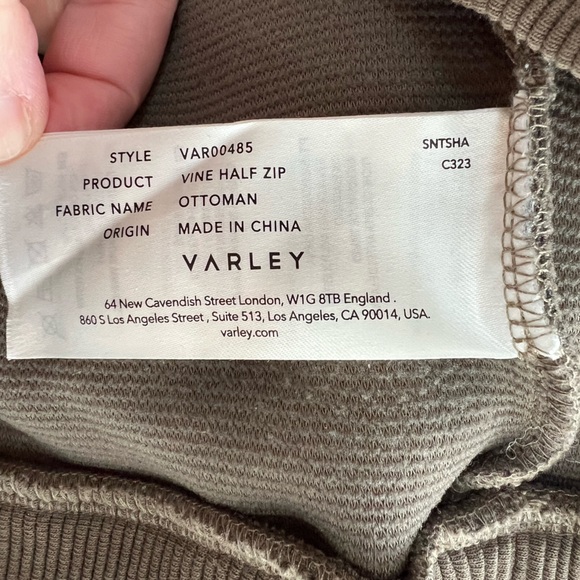 Varley Vine Half-Zip Ottoman Pullover in Stone Olive Beige Green, size L - Picture 10 of 14